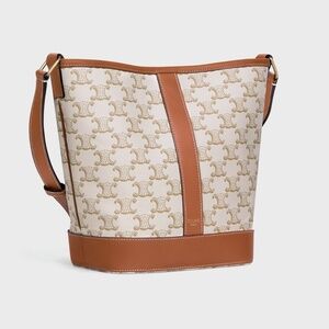 🌟CELINE Triomphe Canvas Bucket Shoulder Bag Spring Summer White NEW